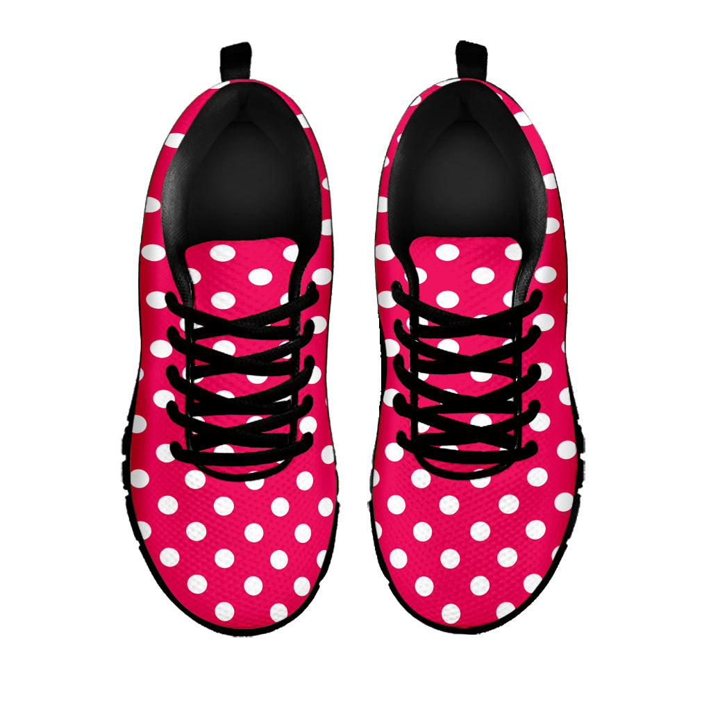 Hot Pink And White Polka Dot Print Black Sneakers