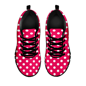 Hot Pink And White Polka Dot Print Black Sneakers