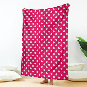 Hot Pink And White Polka Dot Print Blanket