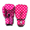 Hot Pink And White Polka Dot Print Boxing Gloves
