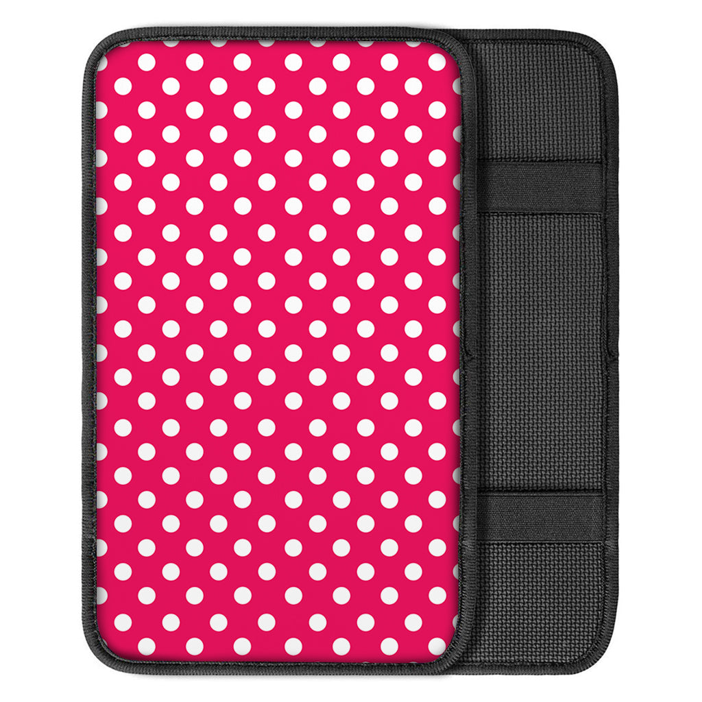 Hot Pink And White Polka Dot Print Car Center Console Cover