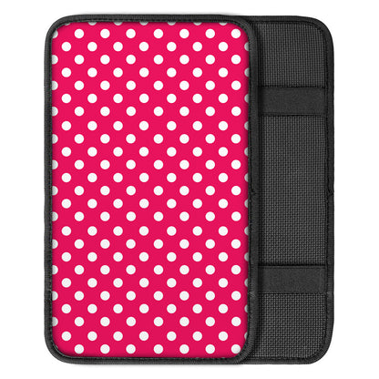 Hot Pink And White Polka Dot Print Car Center Console Cover