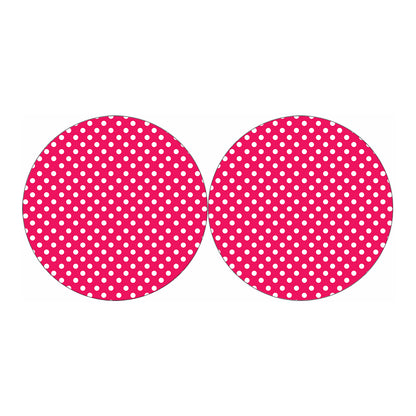 Hot Pink And White Polka Dot Print Car Coasters