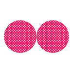 Hot Pink And White Polka Dot Print Car Coasters