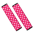 Hot Pink And White Polka Dot Print Car Seat Belt Covers