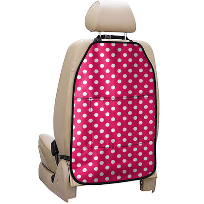 Hot Pink And White Polka Dot Print Car Seat Organizers