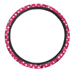 Hot Pink And White Polka Dot Print Car Steering Wheel Cover