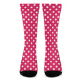 Hot Pink And White Polka Dot Print Crew Socks