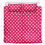 Hot Pink And White Polka Dot Print Duvet Cover Bedding Set