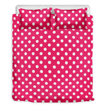 Hot Pink And White Polka Dot Print Duvet Cover Bedding Set