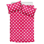 Hot Pink And White Polka Dot Print Duvet Cover Bedding Set