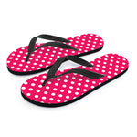 Hot Pink And White Polka Dot Print Flip Flops