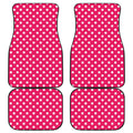 Hot Pink And White Polka Dot Print Front and Back Car Floor Mats