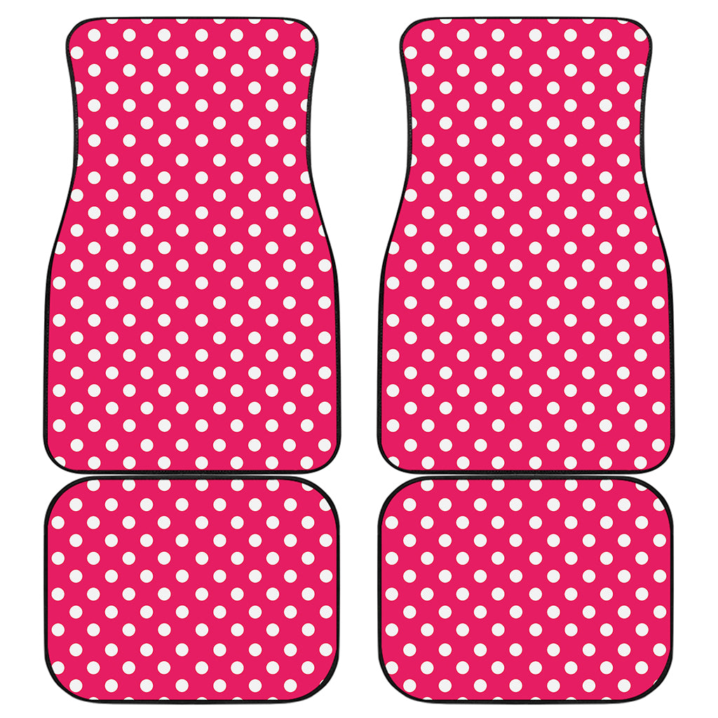 Hot Pink And White Polka Dot Print Front and Back Car Floor Mats