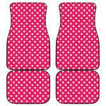 Hot Pink And White Polka Dot Print Front and Back Car Floor Mats