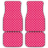 Hot Pink And White Polka Dot Print Front and Back Car Floor Mats