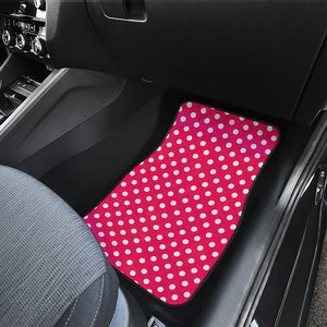 Hot Pink And White Polka Dot Print Front and Back Car Floor Mats