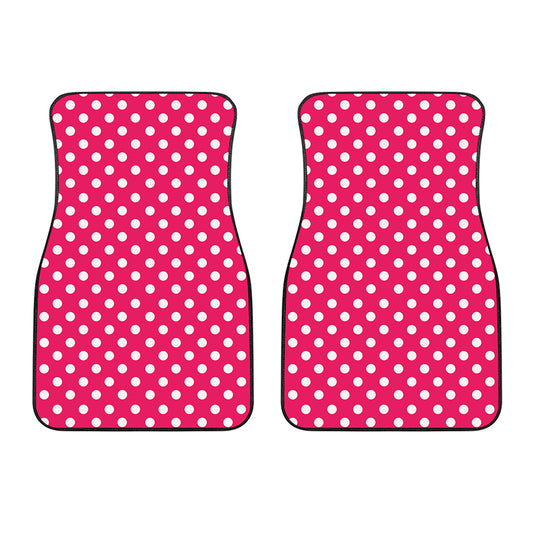 Hot Pink And White Polka Dot Print Front Car Floor Mats