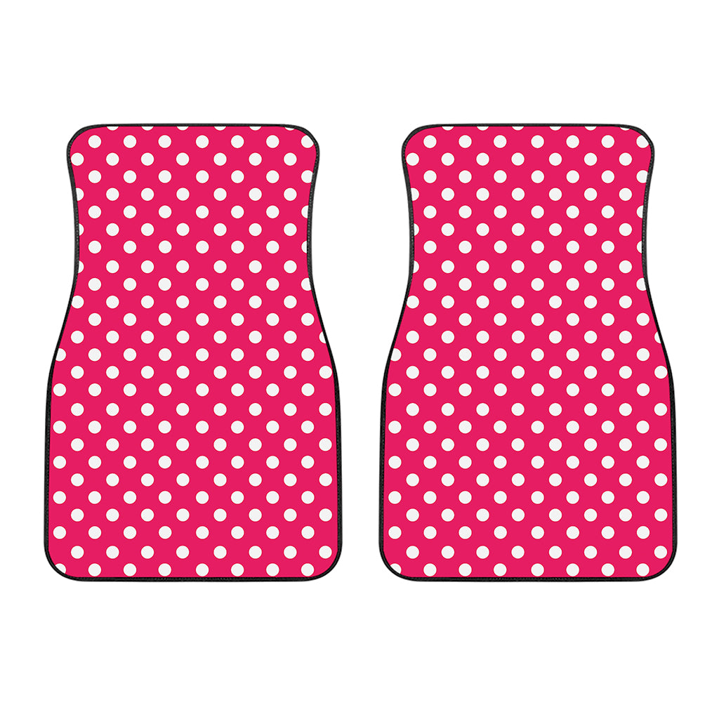 Hot Pink And White Polka Dot Print Front Car Floor Mats