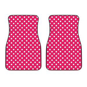 Hot Pink And White Polka Dot Print Front Car Floor Mats