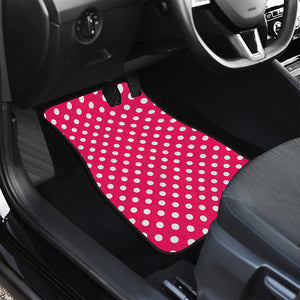 Hot Pink And White Polka Dot Print Front Car Floor Mats