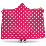 Hot Pink And White Polka Dot Print Hooded Blanket