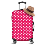 Hot Pink And White Polka Dot Print Luggage Cover