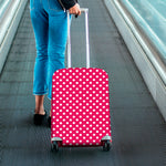 Hot Pink And White Polka Dot Print Luggage Cover