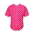 Hot Pink And White Polka Dot Print Men's Baseball Jersey