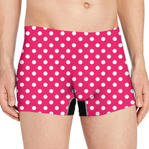 Hot Pink And White Polka Dot Print Men's Boxer Briefs