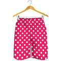Hot Pink And White Polka Dot Print Men's Shorts