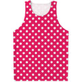 Hot Pink And White Polka Dot Print Men's Tank Top