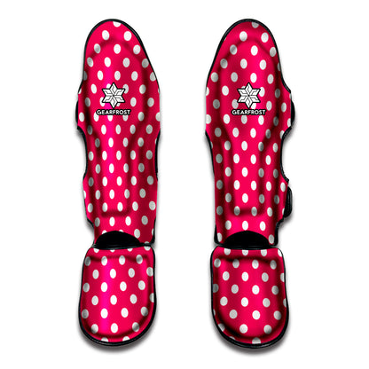 Hot Pink And White Polka Dot Print Muay Thai Shin Guard