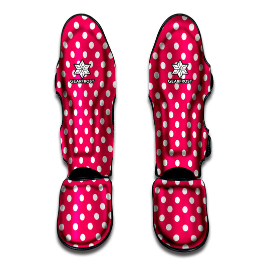 Hot Pink And White Polka Dot Print Muay Thai Shin Guard