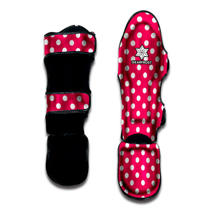 Hot Pink And White Polka Dot Print Muay Thai Shin Guard