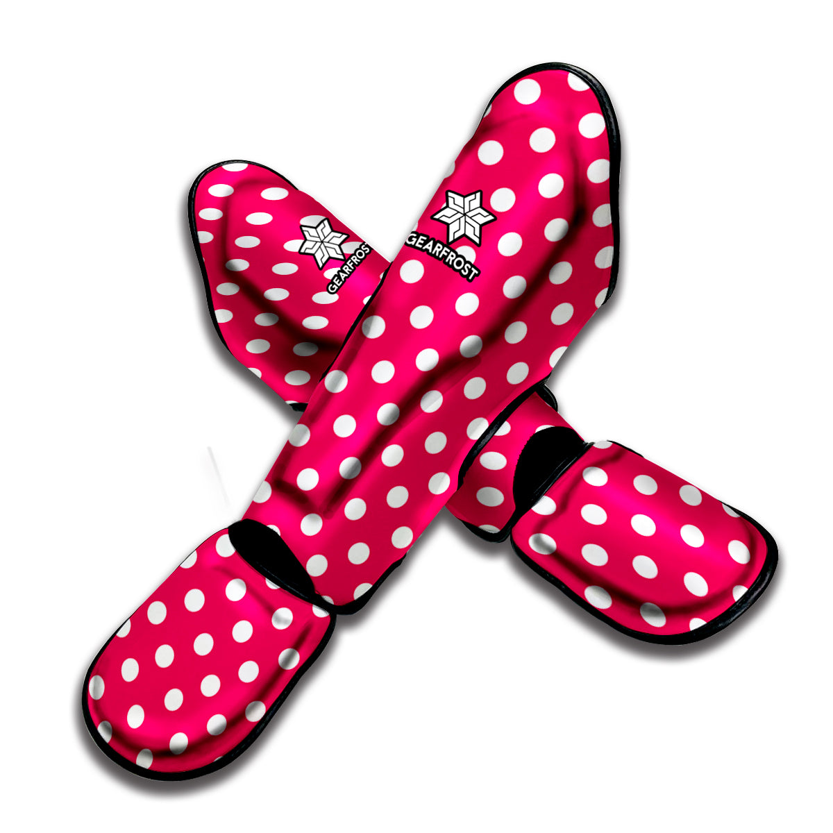 Hot Pink And White Polka Dot Print Muay Thai Shin Guard