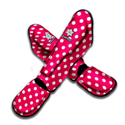 Hot Pink And White Polka Dot Print Muay Thai Shin Guard
