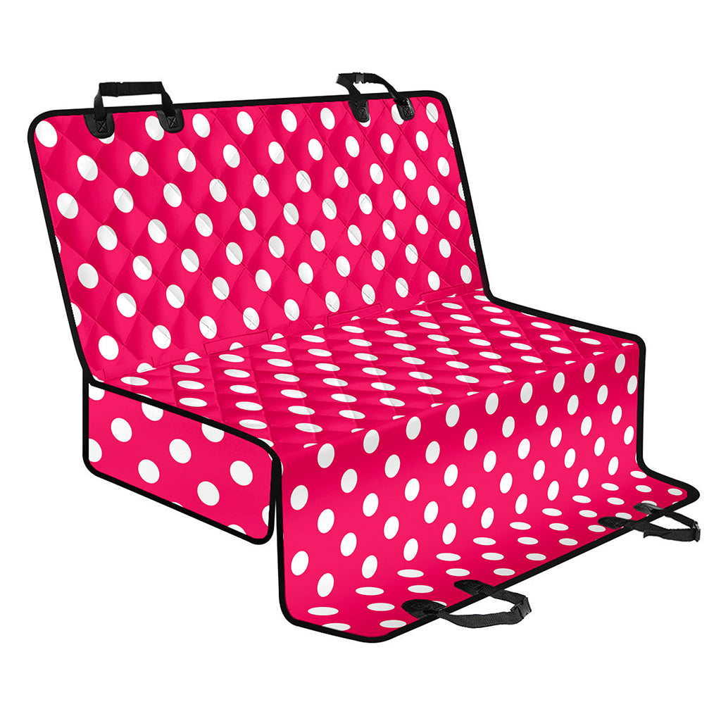 Hot Pink And White Polka Dot Print Pet Car Back Seat Cover