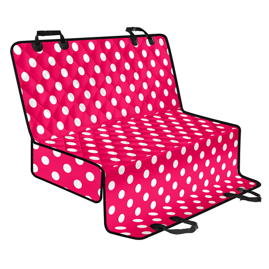Hot Pink And White Polka Dot Print Pet Car Back Seat Cover