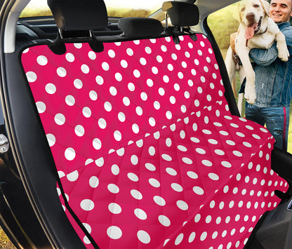 Hot Pink And White Polka Dot Print Pet Car Back Seat Cover