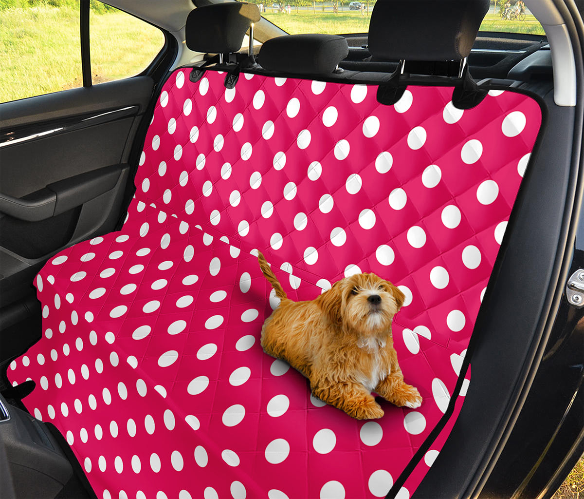 Hot Pink And White Polka Dot Print Pet Car Back Seat Cover