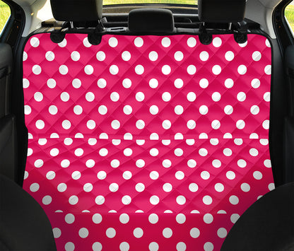 Hot Pink And White Polka Dot Print Pet Car Back Seat Cover