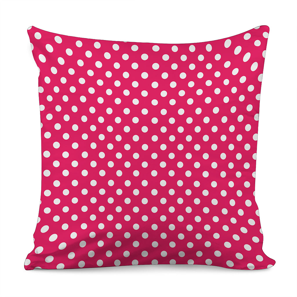 Hot Pink And White Polka Dot Print Pillow Cover