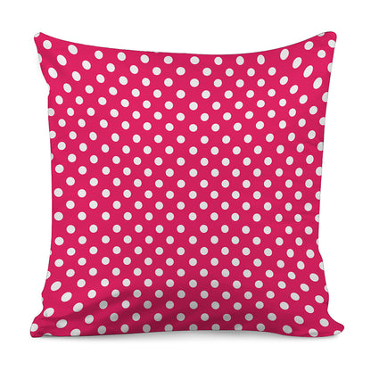 Hot Pink And White Polka Dot Print Pillow Cover