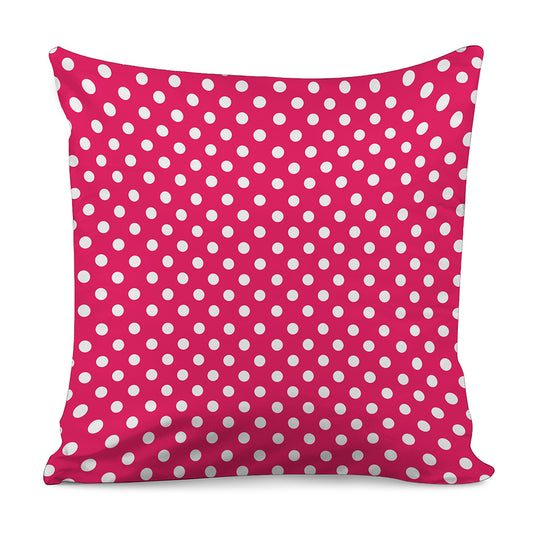 Hot Pink And White Polka Dot Print Pillow Cover
