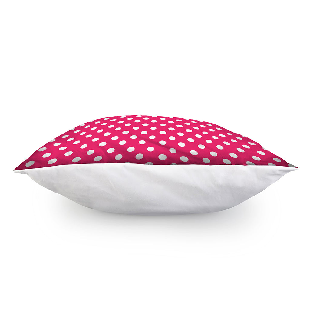 Hot Pink And White Polka Dot Print Pillow Cover