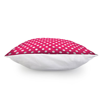 Hot Pink And White Polka Dot Print Pillow Cover