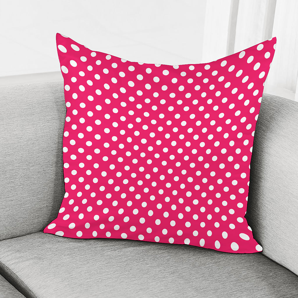 Hot Pink And White Polka Dot Print Pillow Cover