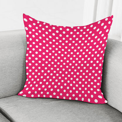 Hot Pink And White Polka Dot Print Pillow Cover