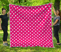Hot Pink And White Polka Dot Print Quilt